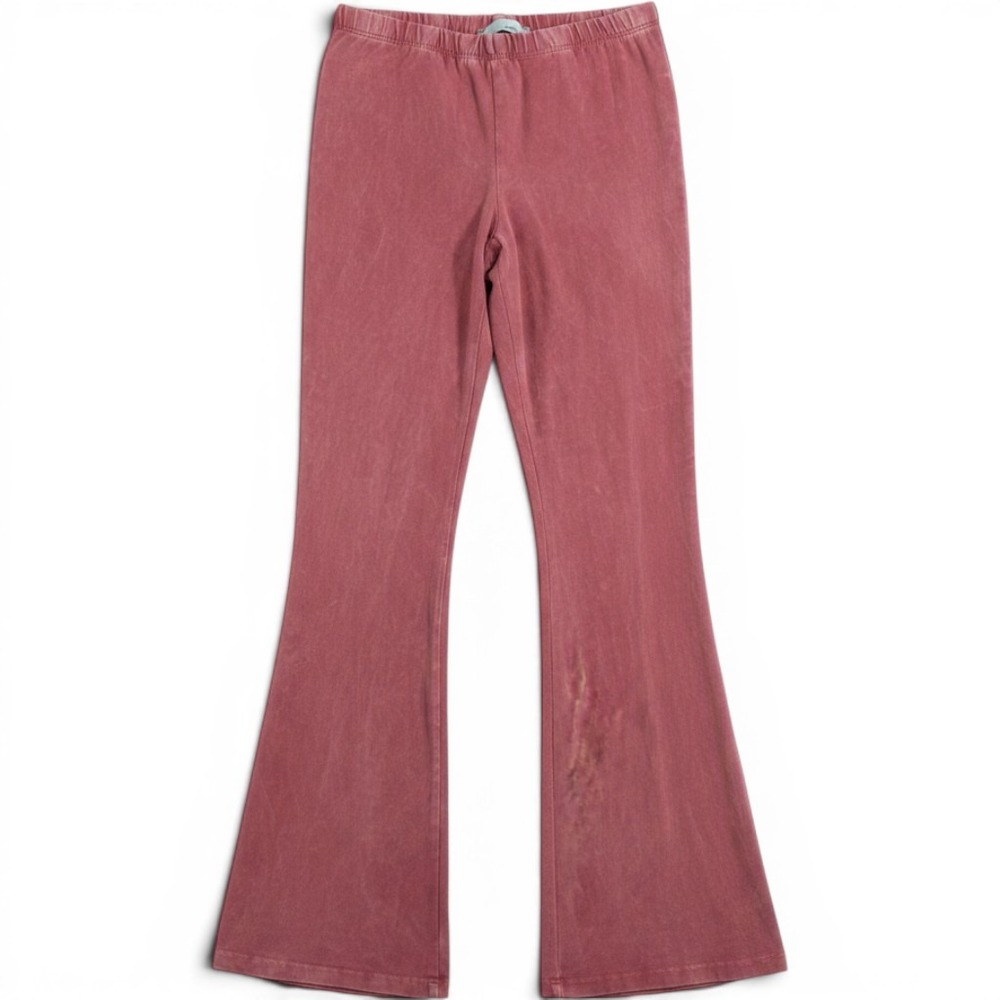 Chatoyant Pink Mineral Wash Flare Leggings Pants Womens Small Made USA Stretch